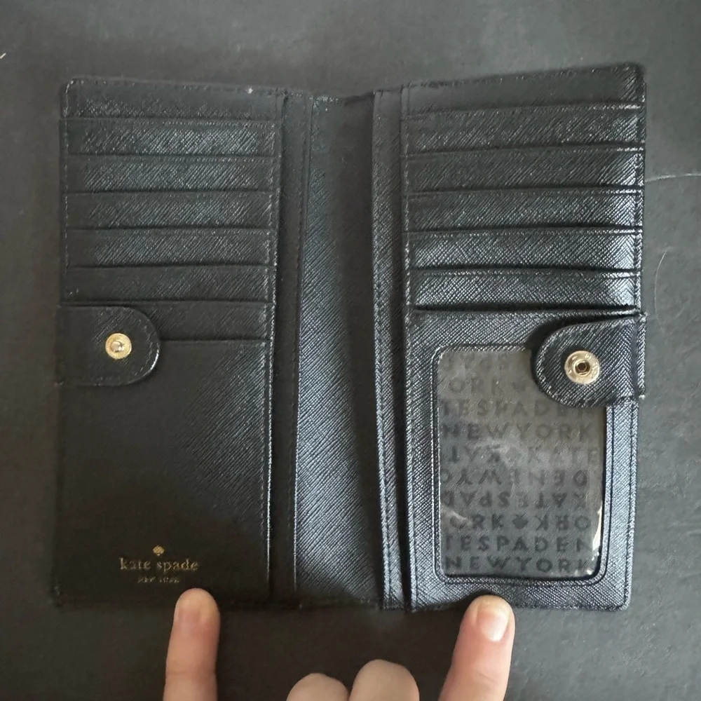 Kate Spade check wallet tan and black